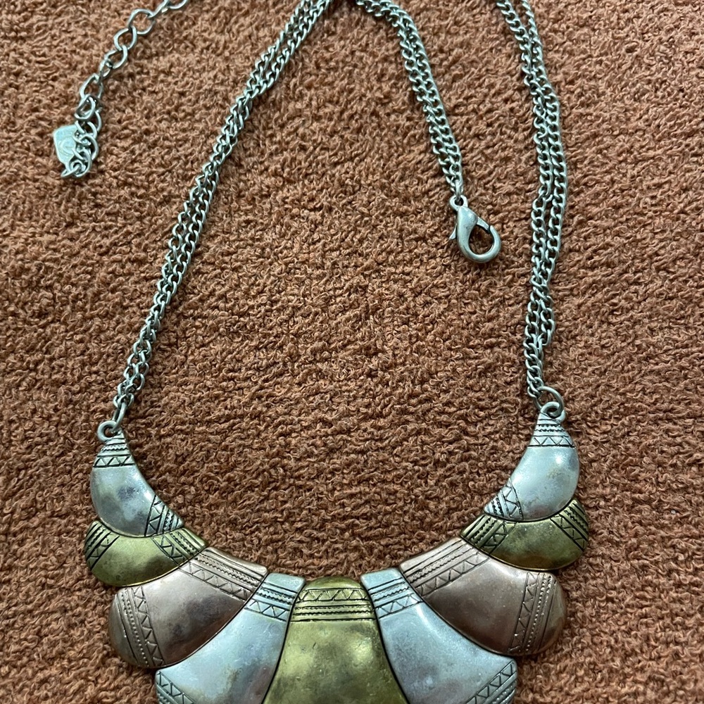 Elegant Silver and Gold Statement Necklace